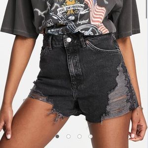 Top shop black high waisted denim shorts